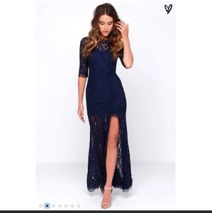 Lulu's only one blue lace maxi dress size S